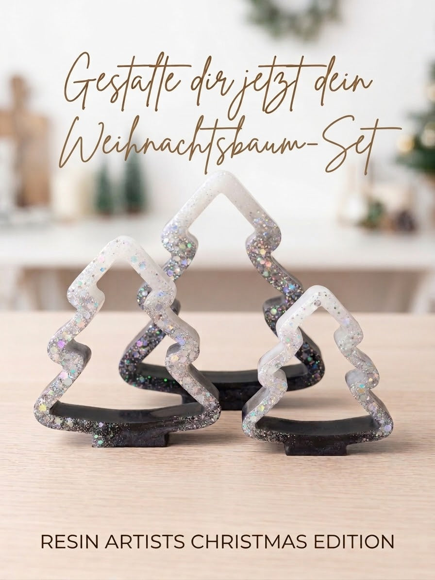 Personalisierte Tannenbaum-Deko aus Epoxidharz | 3er-Set | Farben frei wählbar