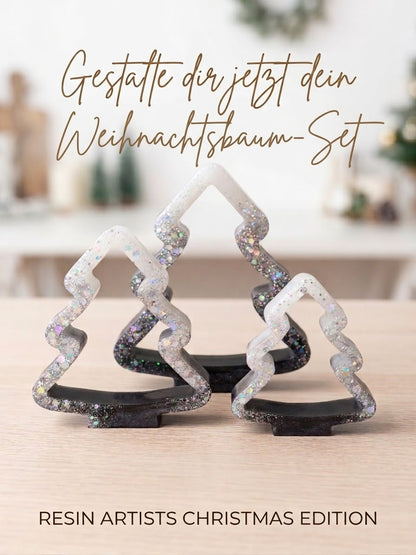 Personalisierte Tannenbaum-Deko aus Epoxidharz | 3er-Set | Farben frei wählbar