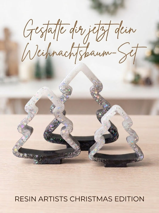 Personalisierte Tannenbaum-Deko aus Epoxidharz | 3er-Set | Farben frei wählbar