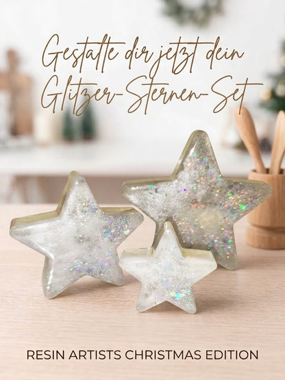 Personalisierte Sterne aus Epoxidharz | 3er-Set | Farben frei wählbar