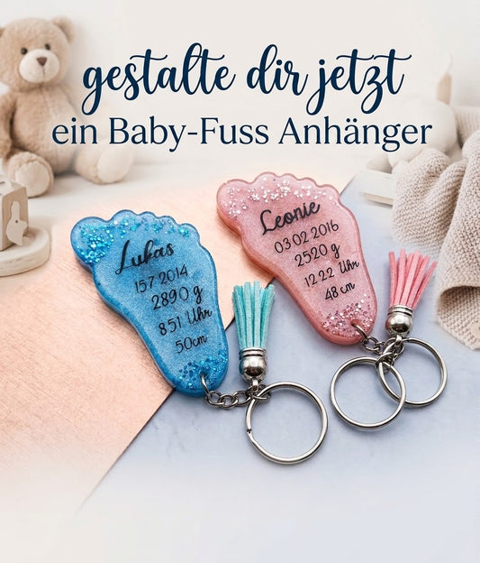 Schlüsselanhänger/Taschenanhänger Babyfuß aus Resin
