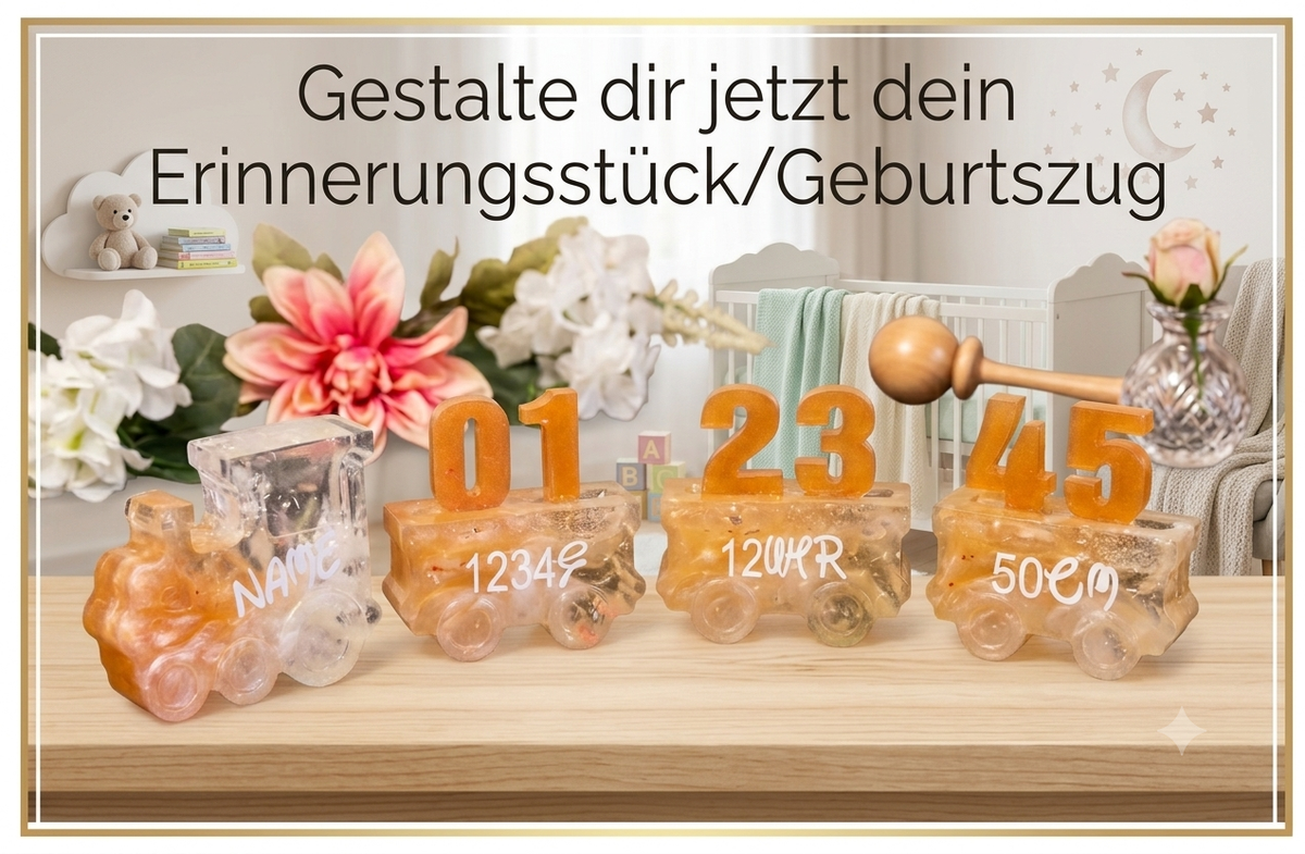 Erinnerung/Geburtszug in deiner Wunschfarbe aus Resin