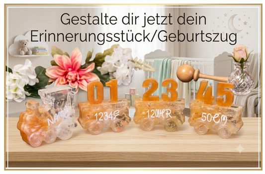 Erinnerung/Geburtszug in deiner Wunschfarbe aus Resin