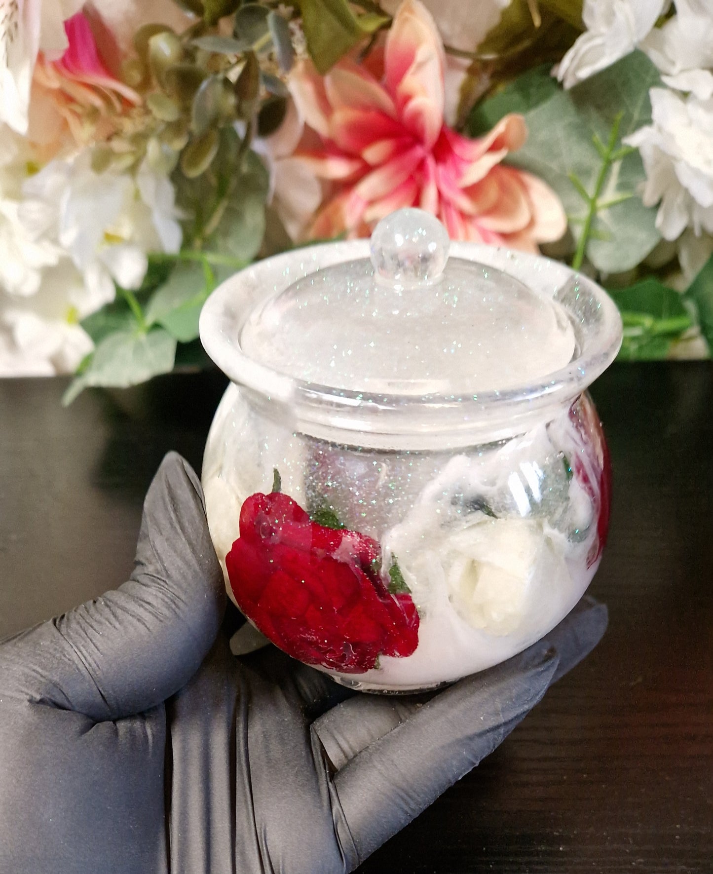 Dose "Honigtopf" aus Resin in versch. Farben