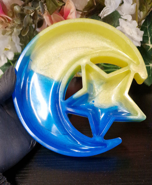 Schale "Mond&Stern" aus Resin in versch. Farben