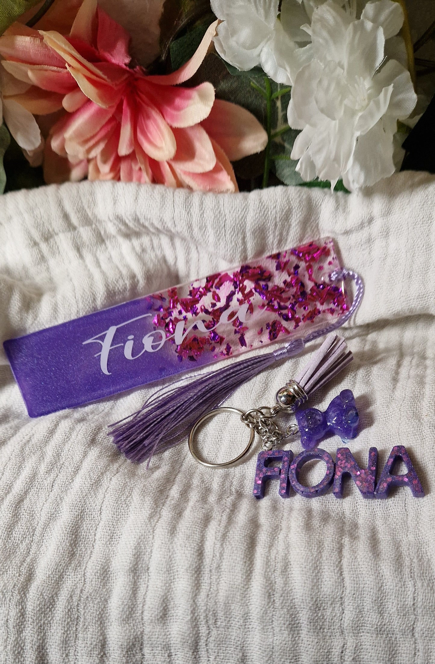 Lesezeichen+Namens Schlüsselanhänger aus Resin in deiner Wunschfarbe