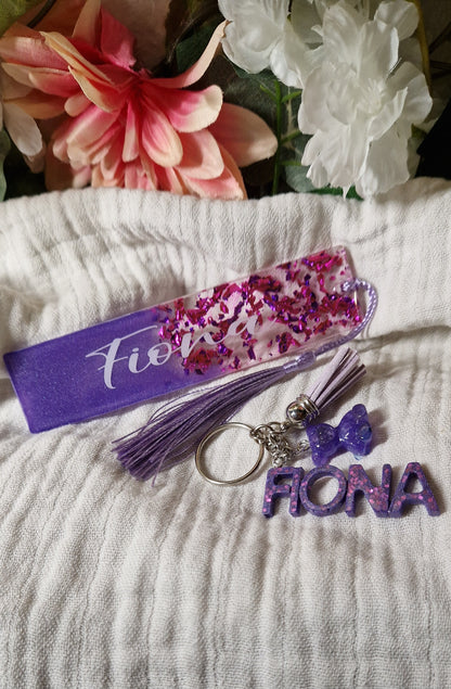 Lesezeichen+Namens Schlüsselanhänger aus Resin in deiner Wunschfarbe