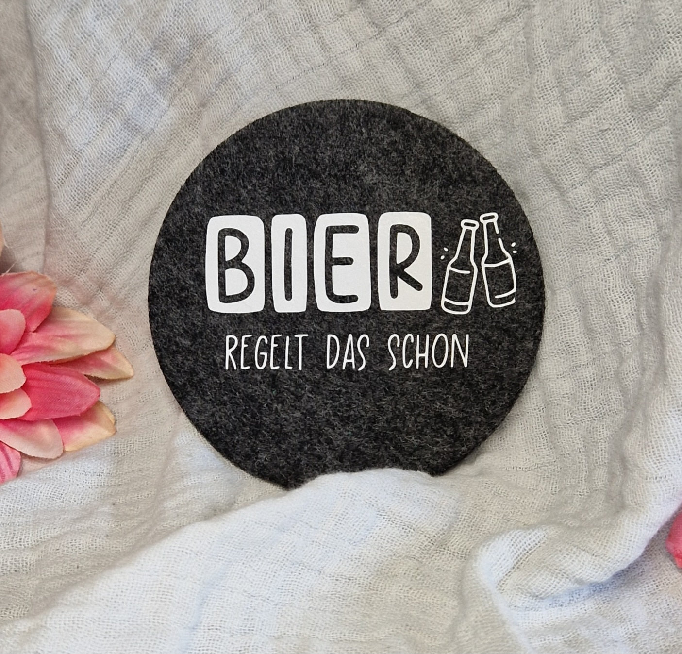Untersetzer "Bierliebhaber" aus Filz 10cm