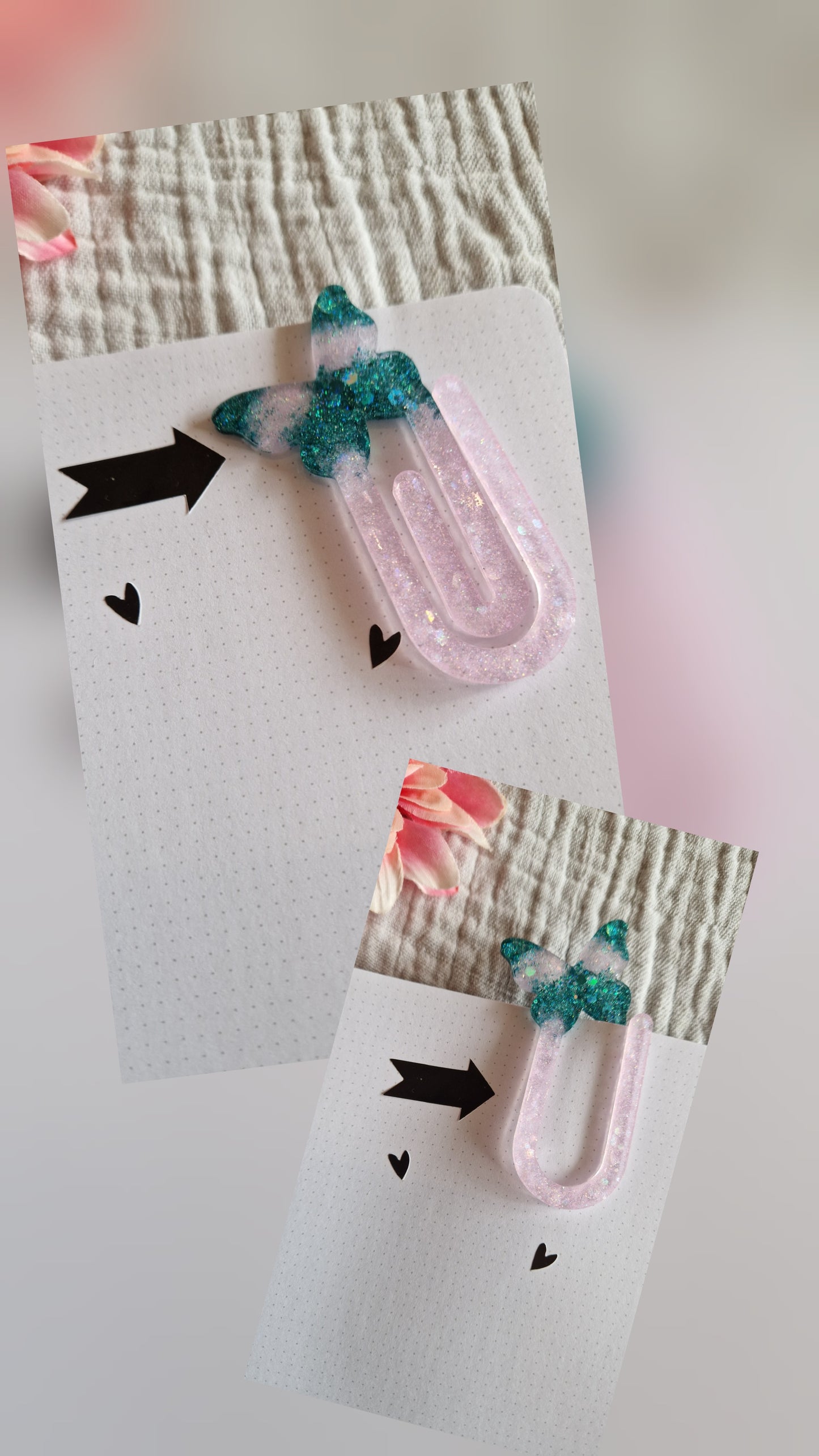 Lesezeichen "Büroklammer" aus Resin in versch. Design