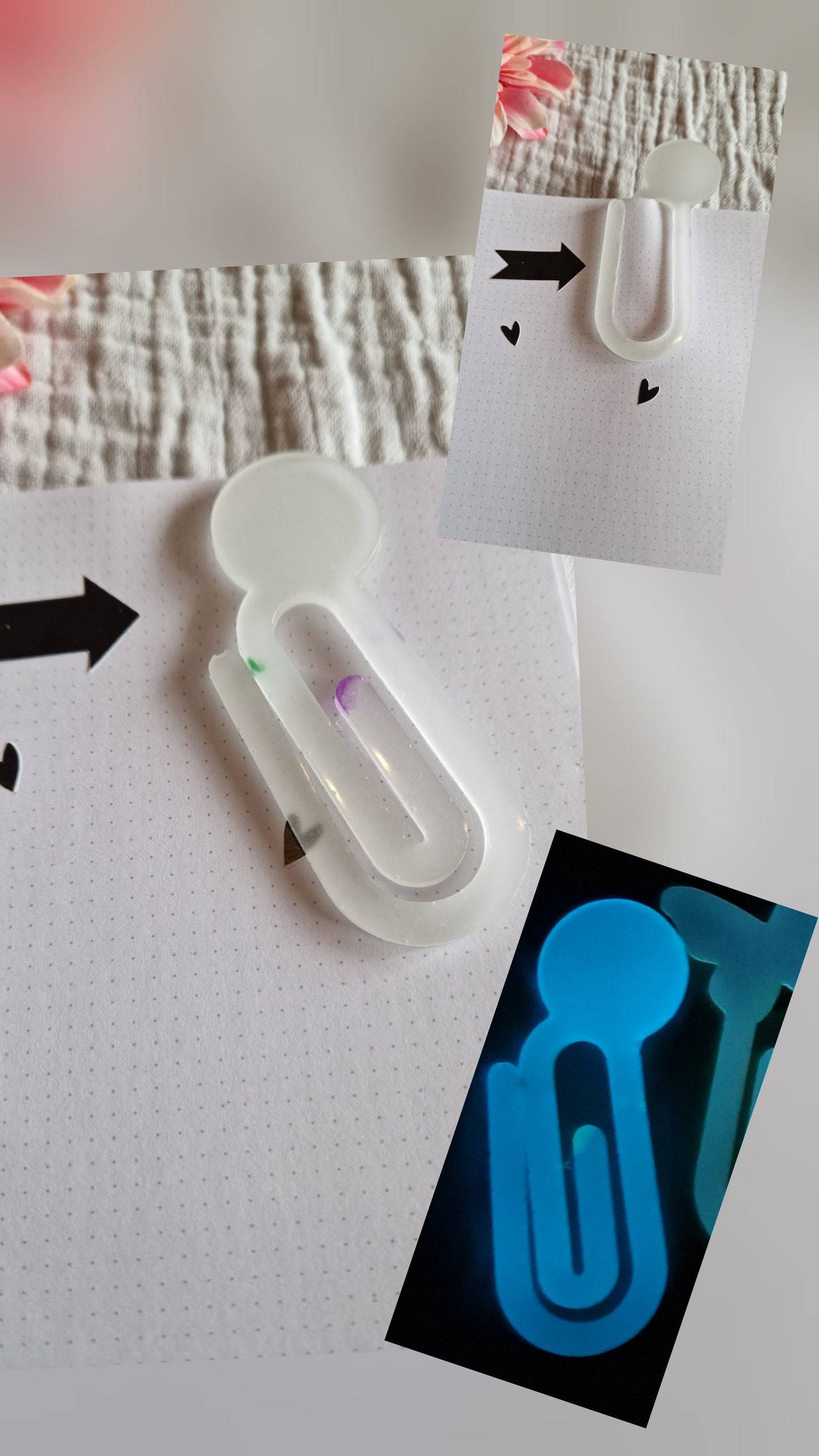 Lesezeichen "Büroklammer" aus Resin in versch. Design