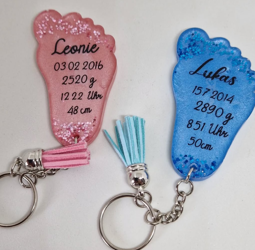 Schlüsselanhänger/Taschenanhänger Babyfuß aus Resin