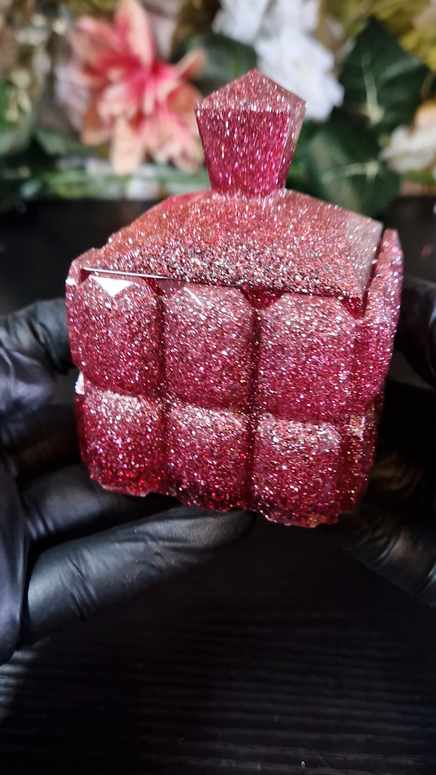 Dose "Kristall" aus Resin in versch. Farben